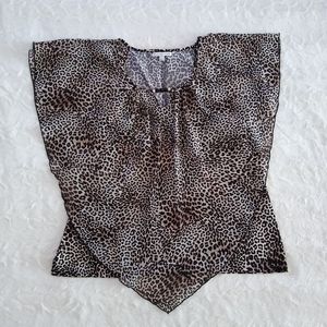 Notations Leopard Print Beaded Top